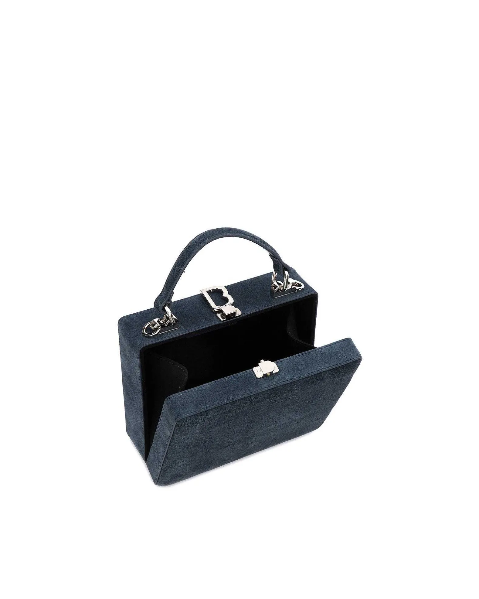 Brandon Blackwood Top Handle Bags>Kendrick Trunk Navy Blue Suede