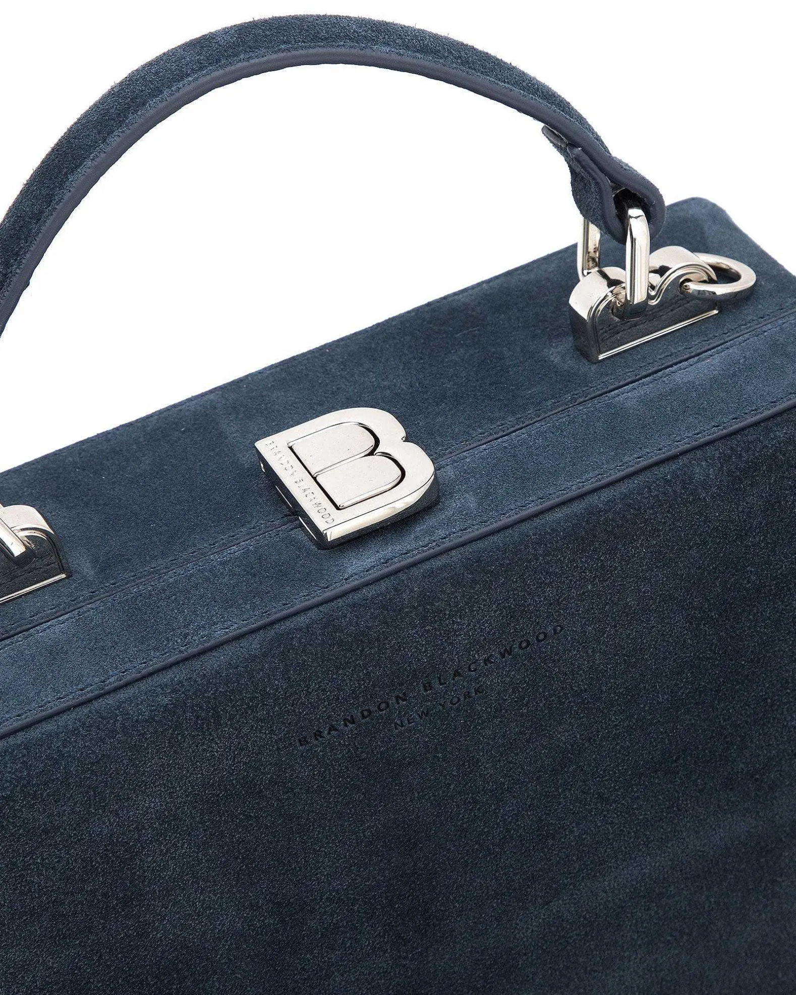 Brandon Blackwood Top Handle Bags>Kendrick Trunk Navy Blue Suede