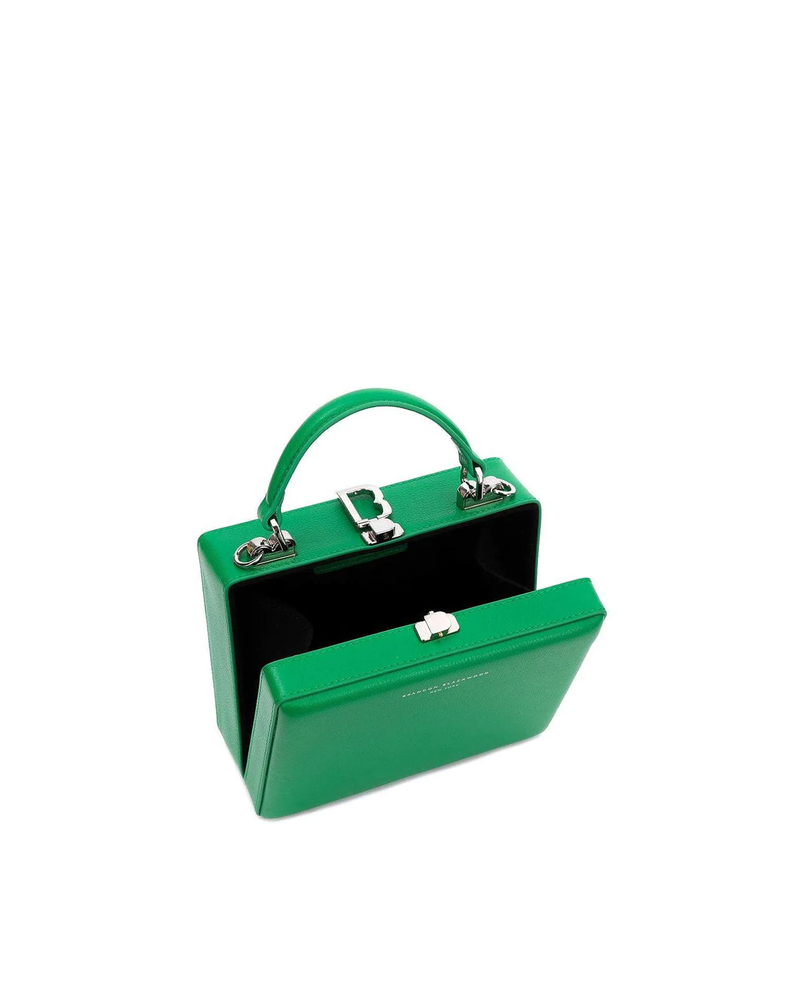 Brandon Blackwood Top Handle Bags>Kendrick Trunk True Green Leather W/Silver Hardware