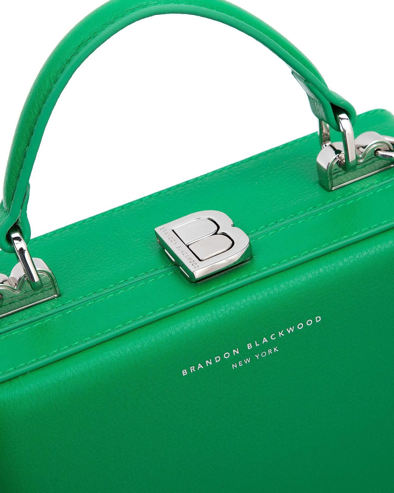 Brandon Blackwood Top Handle Bags>Kendrick Trunk True Green Leather W/Silver Hardware