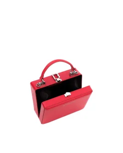 Brandon Blackwood Top Handle Bags>Kendrick Trunk Red Leather W/Silver Hardware