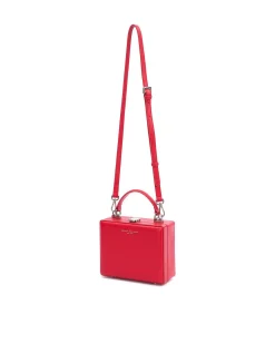 Brandon Blackwood Top Handle Bags>Kendrick Trunk Red Leather W/Silver Hardware