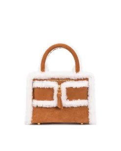Brandon Blackwood Crossbody Bags>Kuei Bag Tan Suede W/Shearling Edges