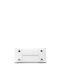 Brandon Blackwood Top Handle Bags>Kuei Bag White Croc Embossed Leather