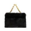 Brandon Blackwood Shoulder Bags>Lisa Shoulder Bag Black Mink W/Brass Hardware