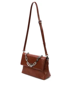 Brandon Blackwood Shoulder Bags>Lisa Shoulder Bag Brown Cracked Leather W/Silver Hardware