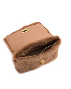 Brandon Blackwood Shoulder Bags>Lisa Shoulder Bag Light Brown Mink W/Brass Hardware