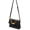 Brandon Blackwood Shoulder Bags>Lisa Shoulder Bag Black Cracked Leather W/Brass Hardware