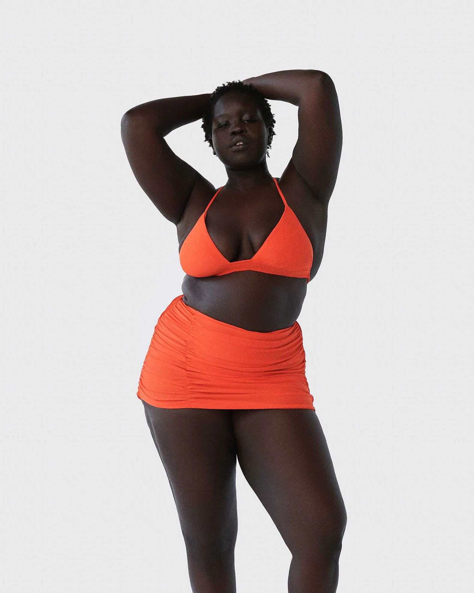 Brandon Blackwood Tops>Logo Halter Bikini Top Orange