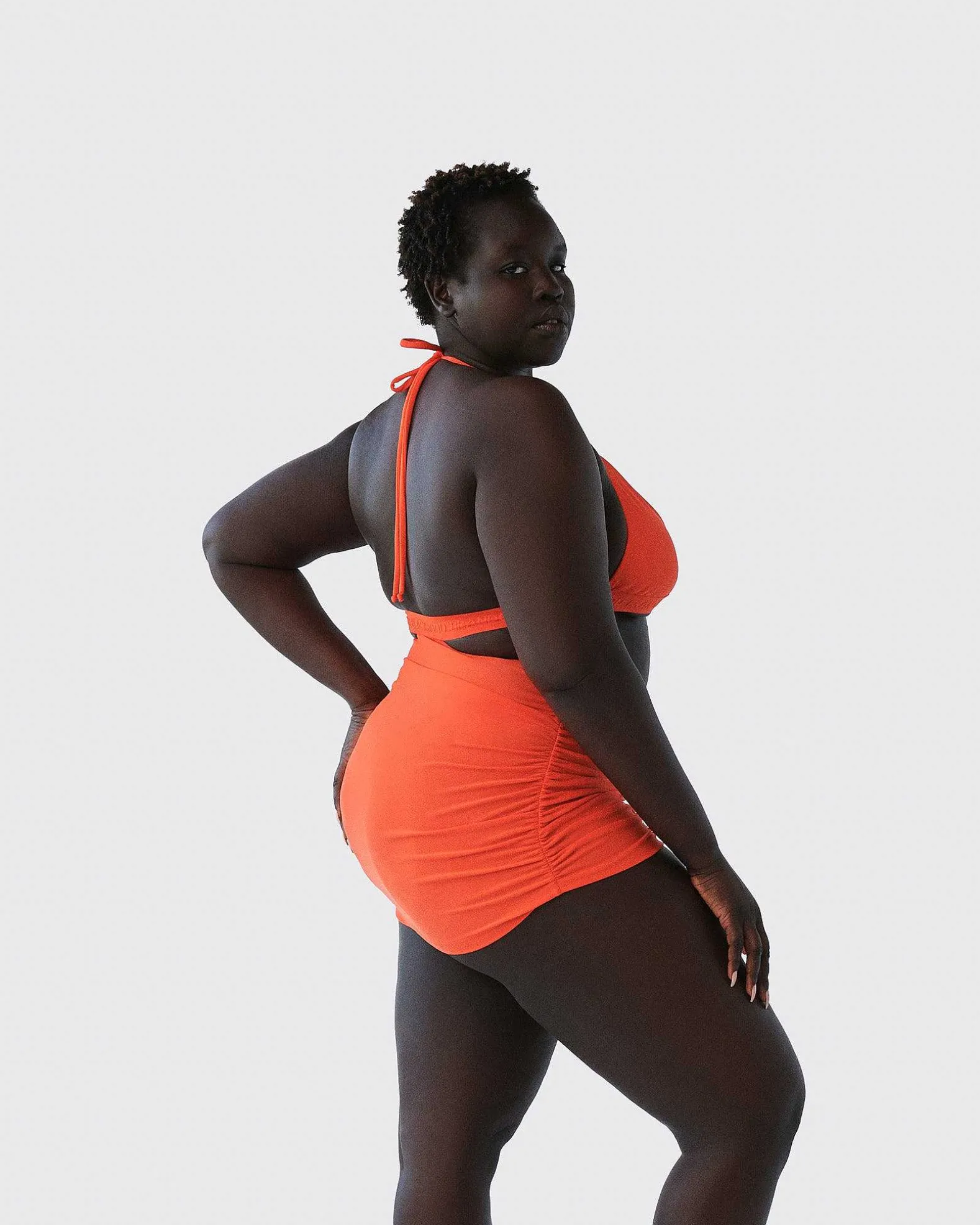 Brandon Blackwood Tops>Logo Halter Bikini Top Orange