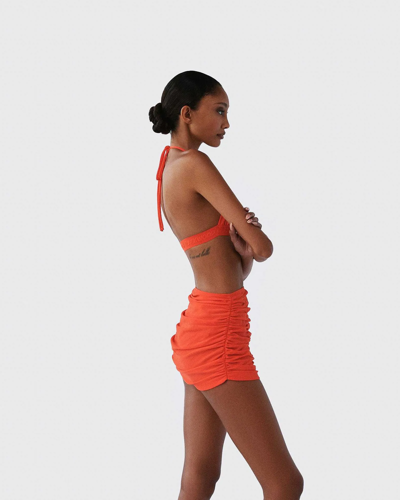 Brandon Blackwood Tops>Logo Halter Bikini Top Orange