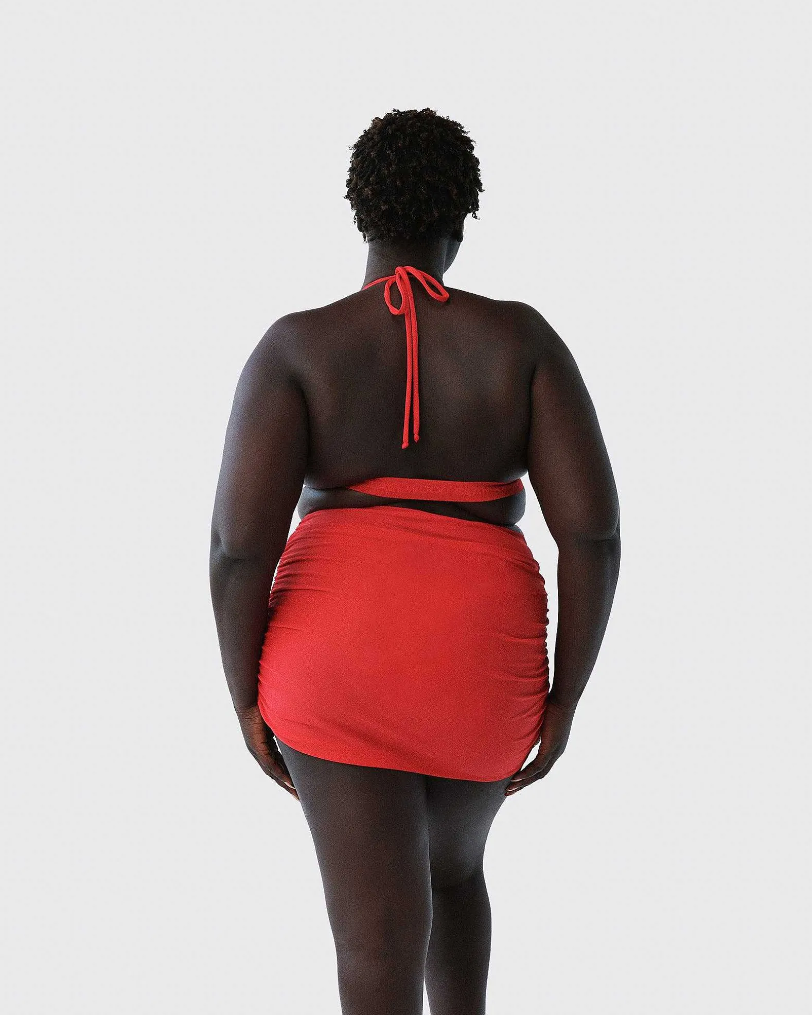 Brandon Blackwood Tops>Logo Halter Bikini Top Red