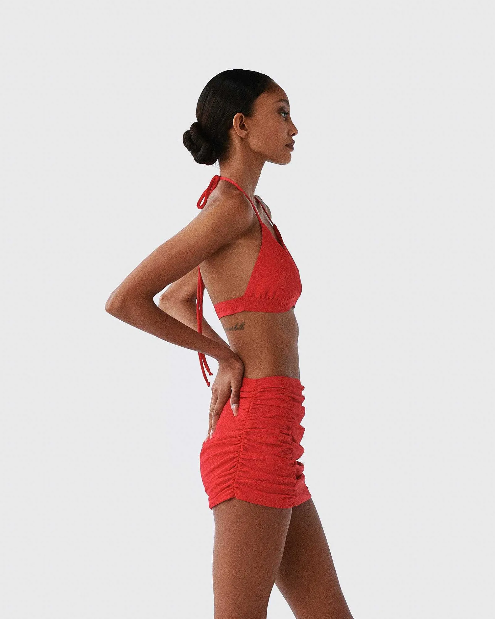 Brandon Blackwood Tops>Logo Halter Bikini Top Red