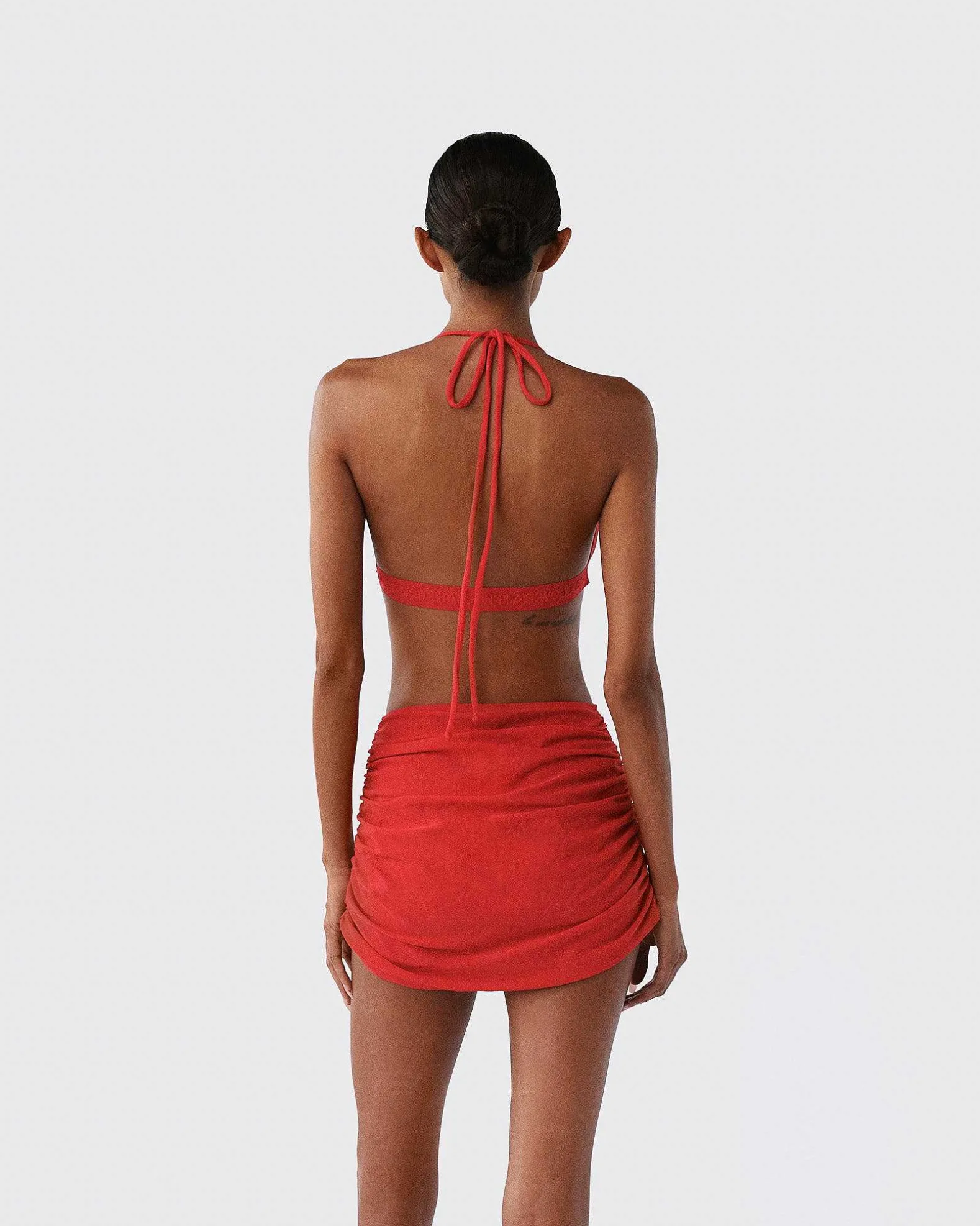 Brandon Blackwood Tops>Logo Halter Bikini Top Red