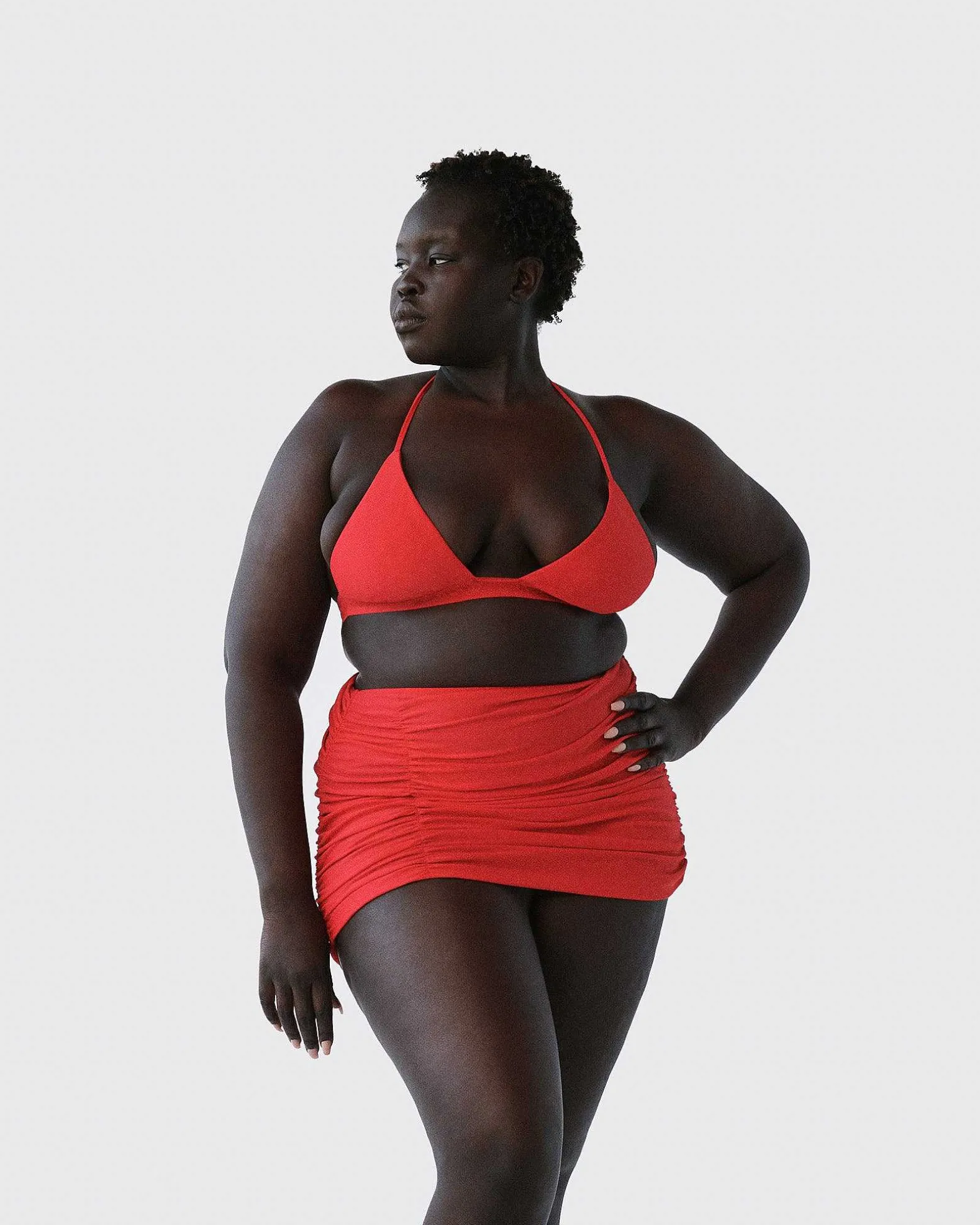 Brandon Blackwood Tops>Logo Halter Bikini Top Red
