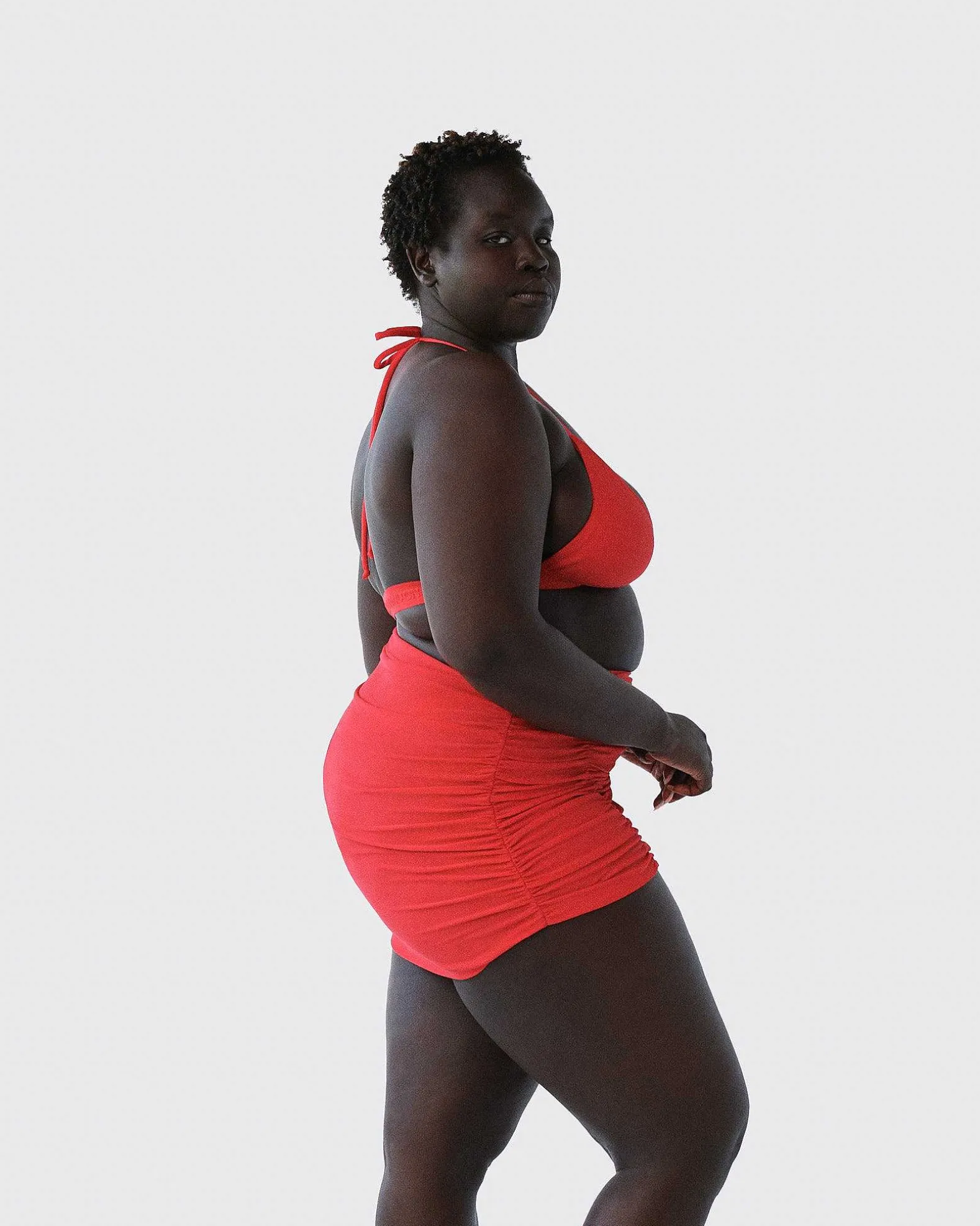 Brandon Blackwood Tops>Logo Halter Bikini Top Red