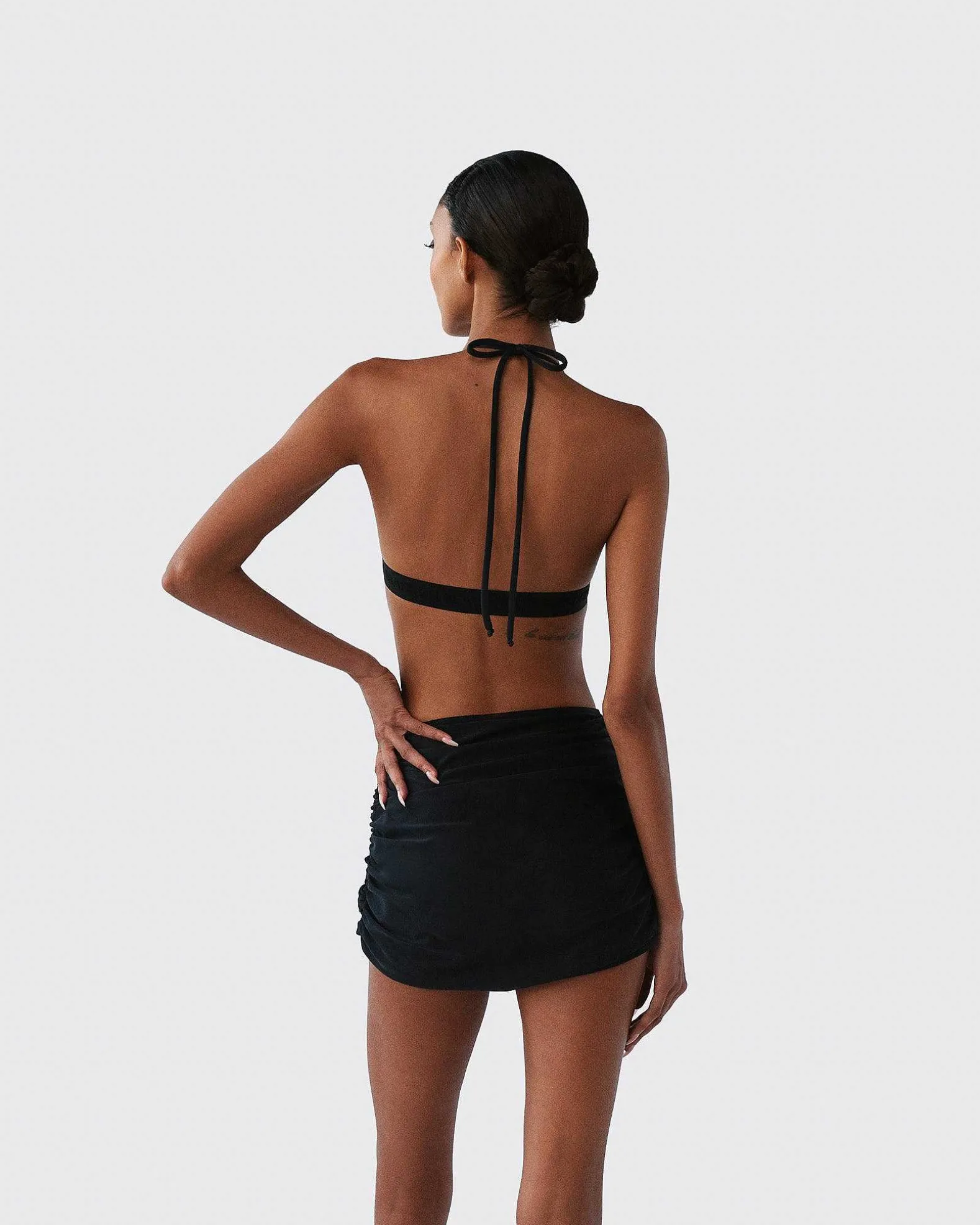 Brandon Blackwood Tops>Logo Halter Bikini Top Black