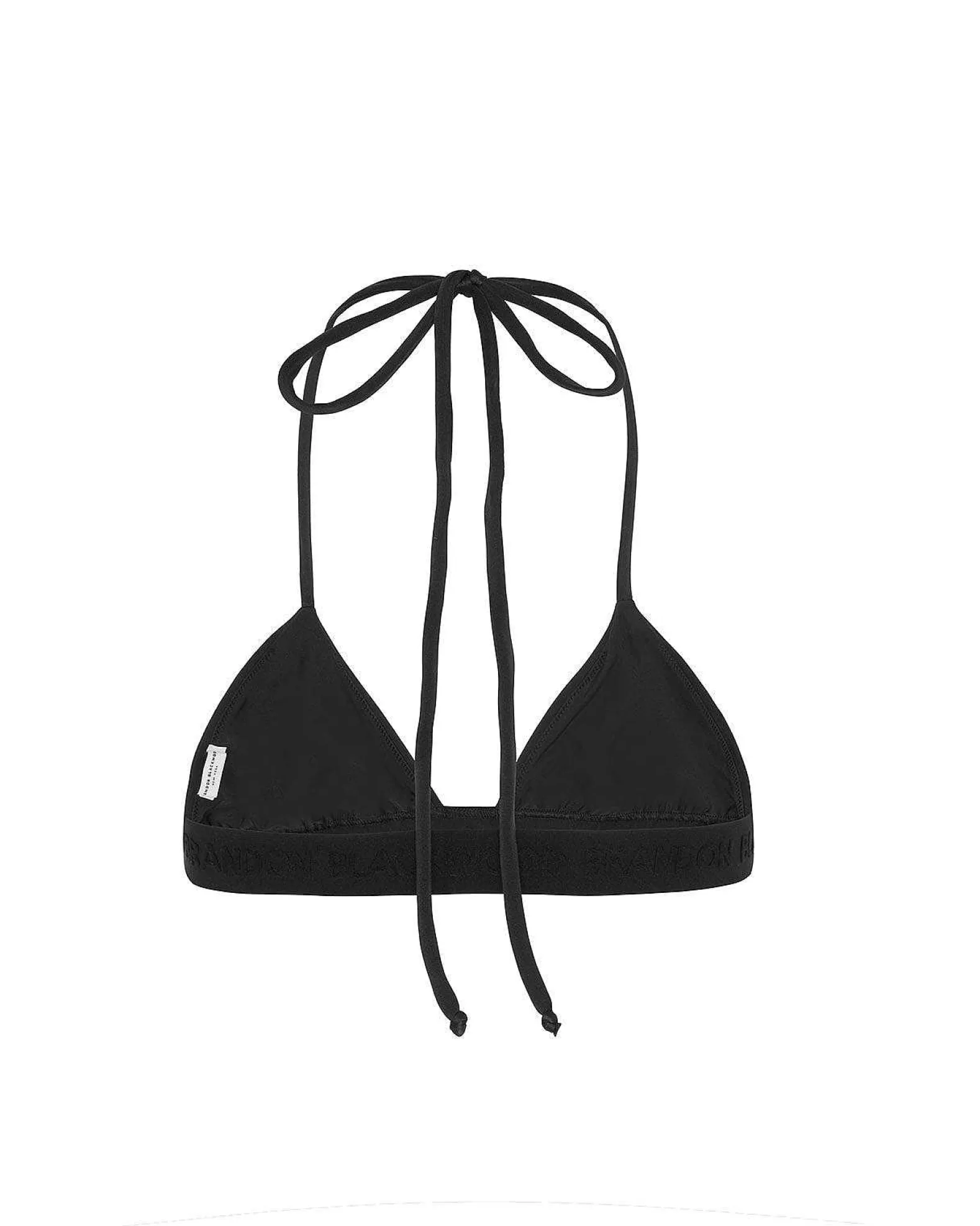 Brandon Blackwood Tops>Logo Halter Bikini Top Black