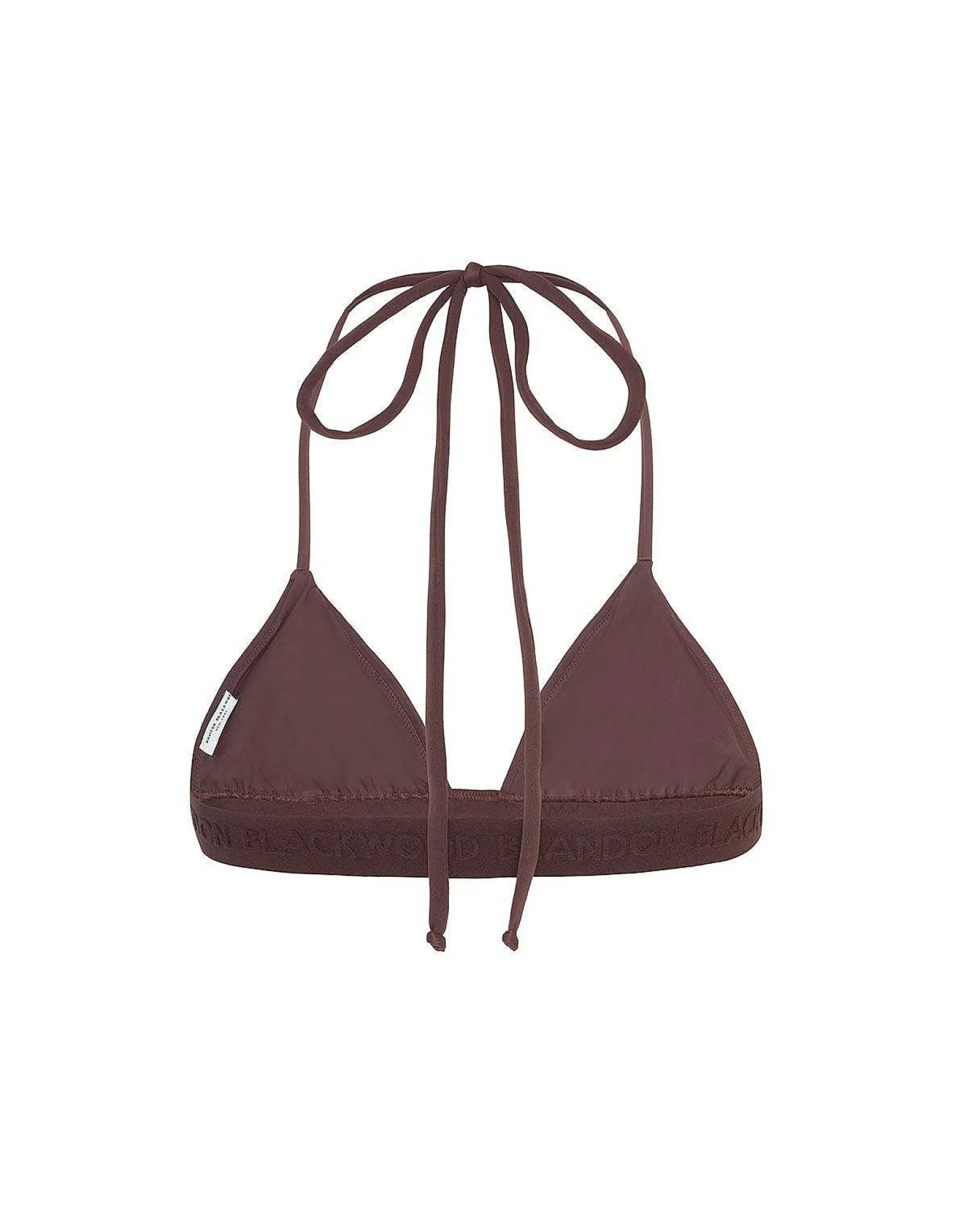 Brandon Blackwood Tops>Logo Halter Bikini Top Brown