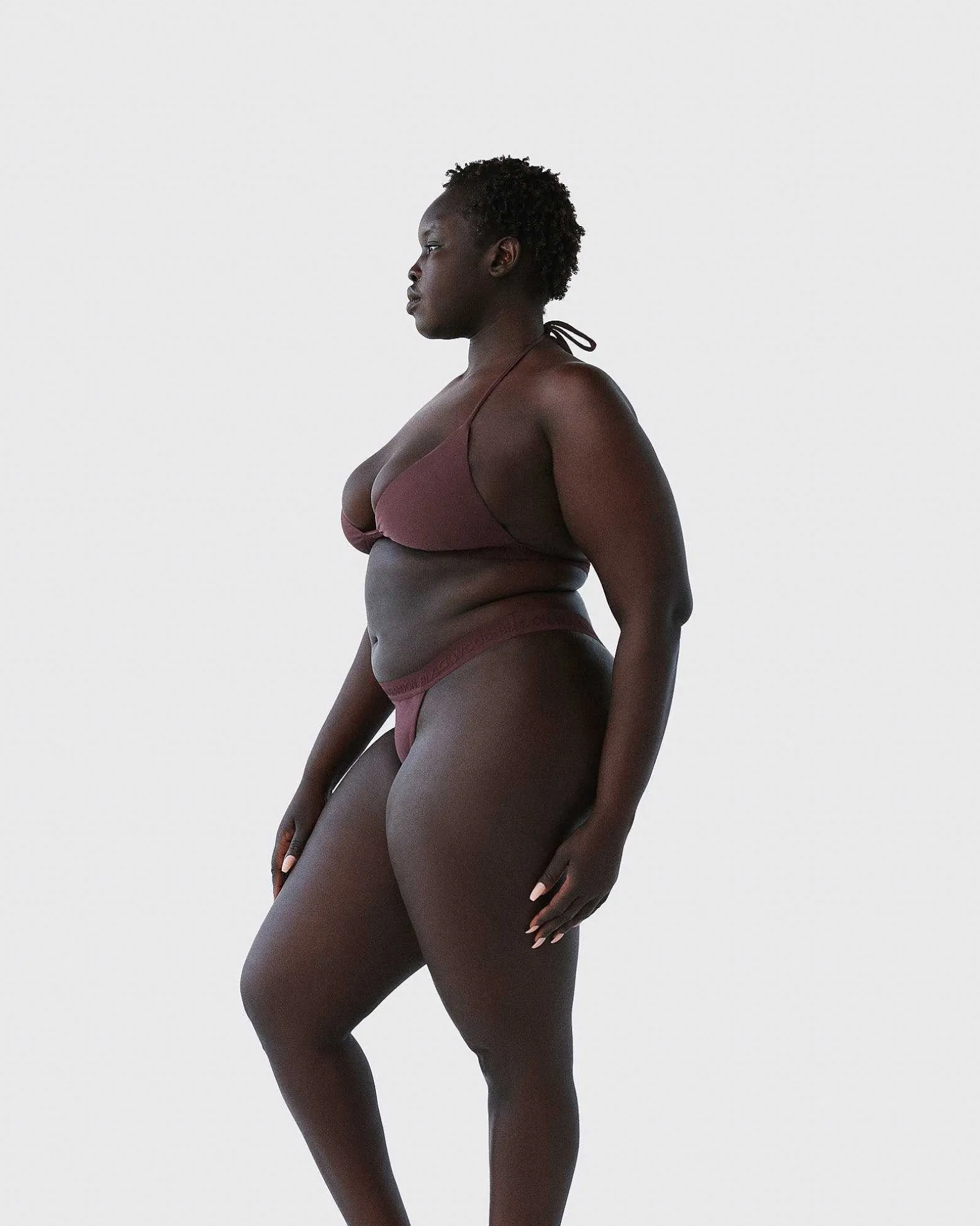 Brandon Blackwood Tops>Logo Halter Bikini Top Brown