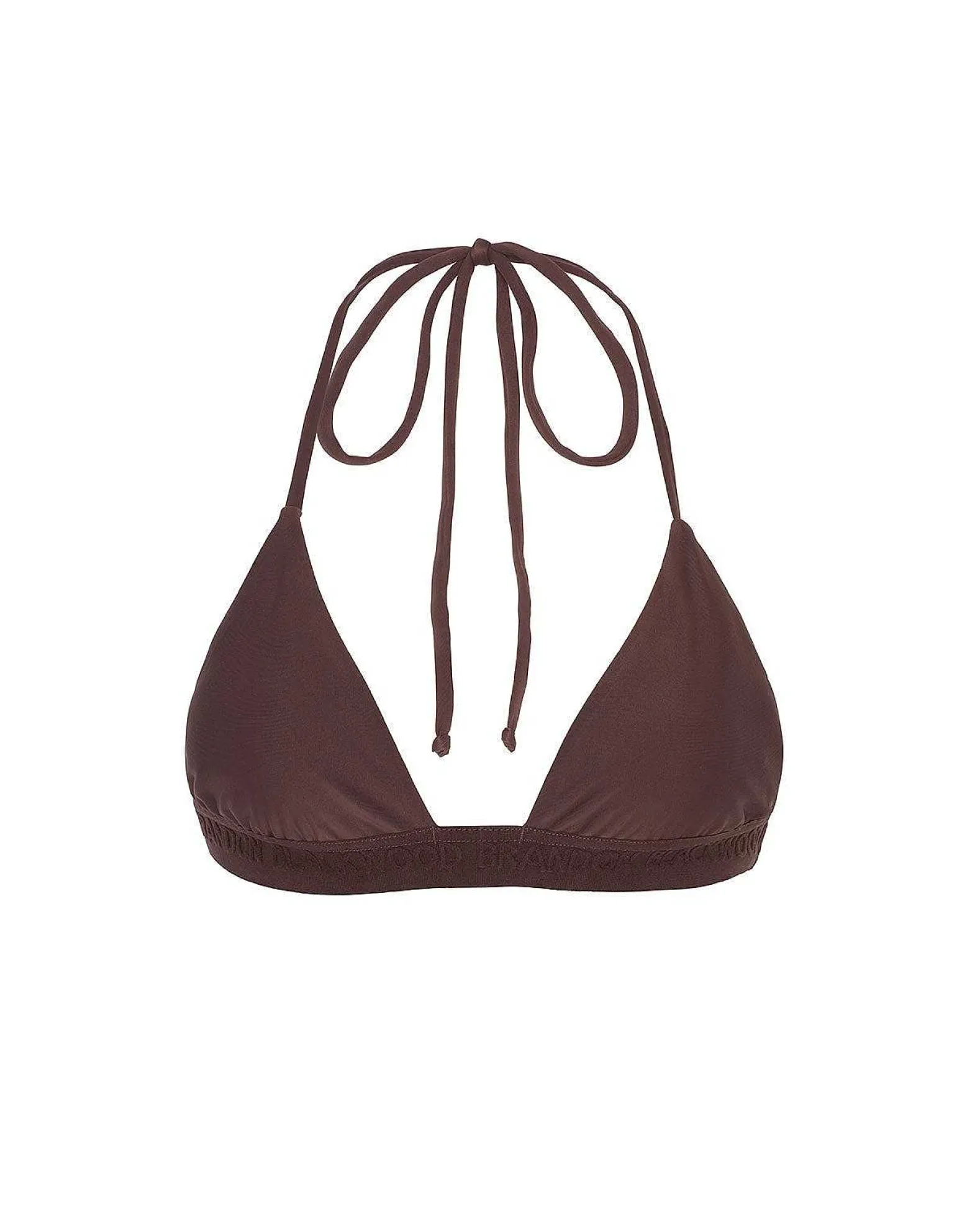 Brandon Blackwood Tops>Logo Halter Bikini Top Brown