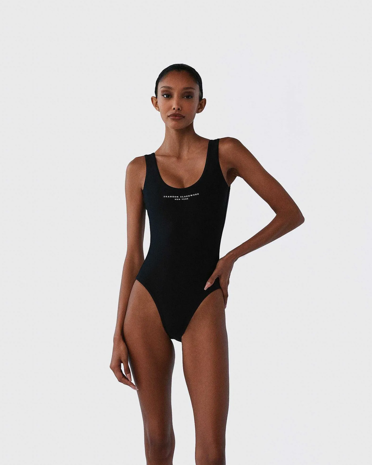 Brandon Blackwood One-Piece>Logo One-Piece Swimsuit Black/Silver Logo