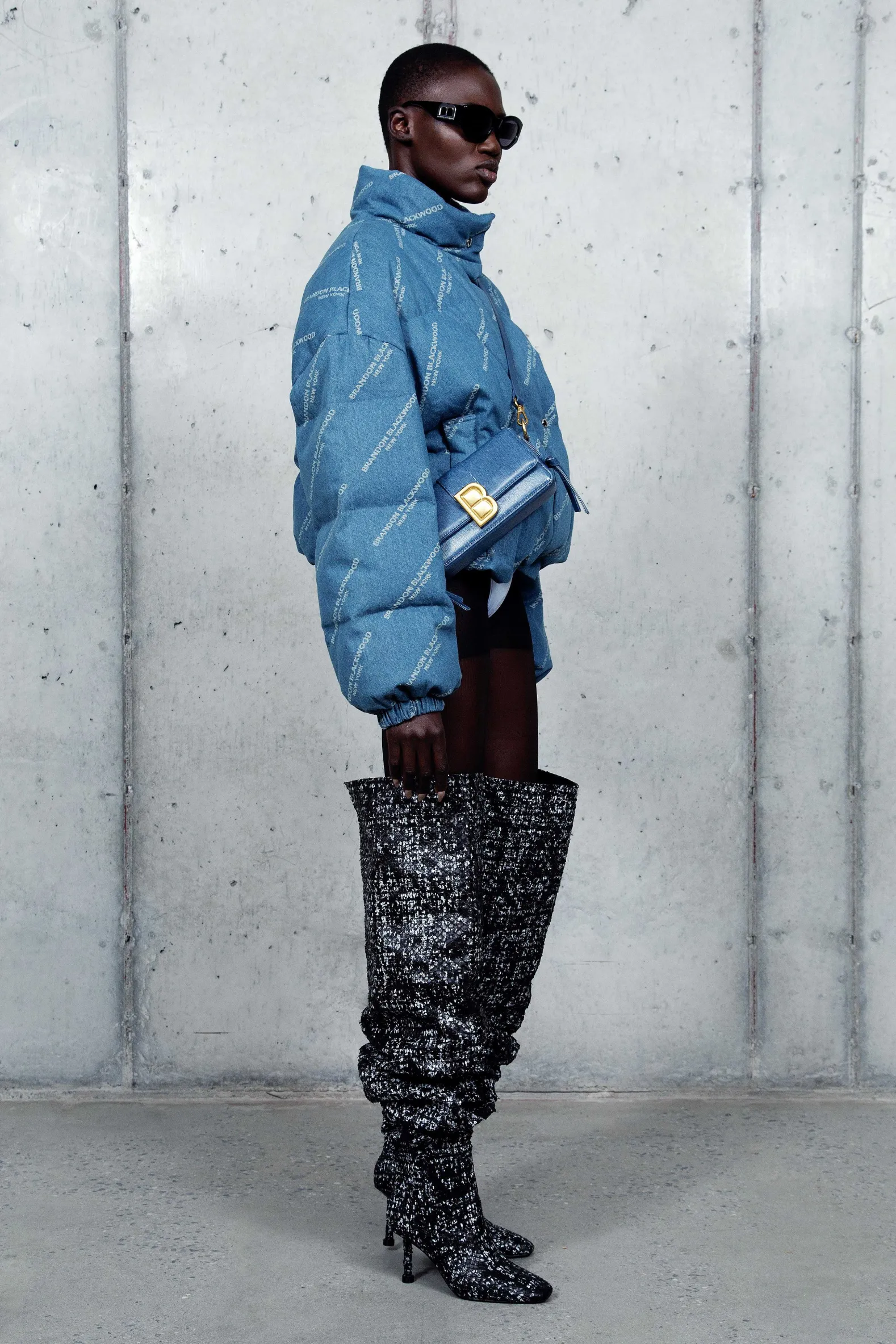 Brandon Blackwood Outerwear>Logo Puffer Denim