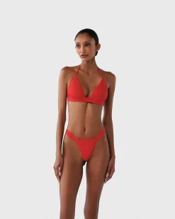 Brandon Blackwood Bottoms>Logo Swim Thong Red