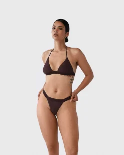 Brandon Blackwood Bottoms>Logo Swim Thong Brown