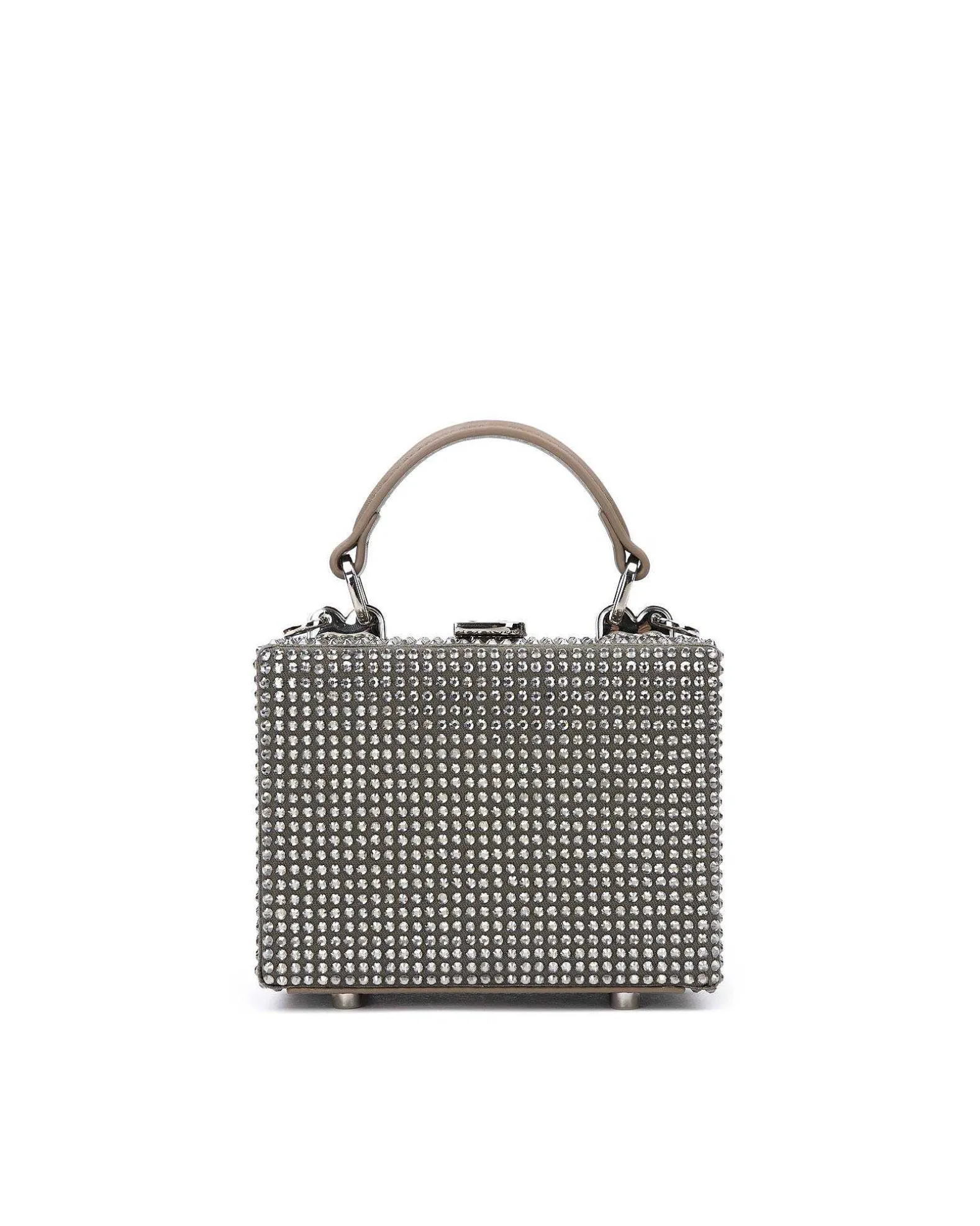 Brandon Blackwood Crossbody Bags>Mini Kendrick Trunk Taupe Diamond Mini Crystals