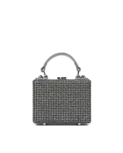 Brandon Blackwood Crossbody Bags>Mini Kendrick Trunk Grey Diamond Mini Crystals