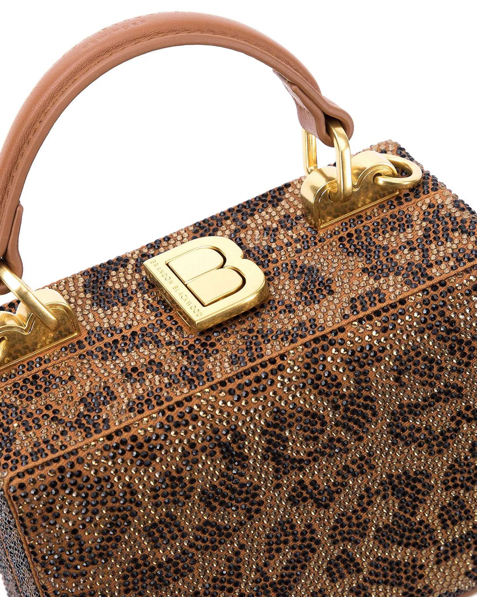 Brandon Blackwood Crossbody Bags>Mini Kendrick Trunk Brown Leopard Mini Crystals