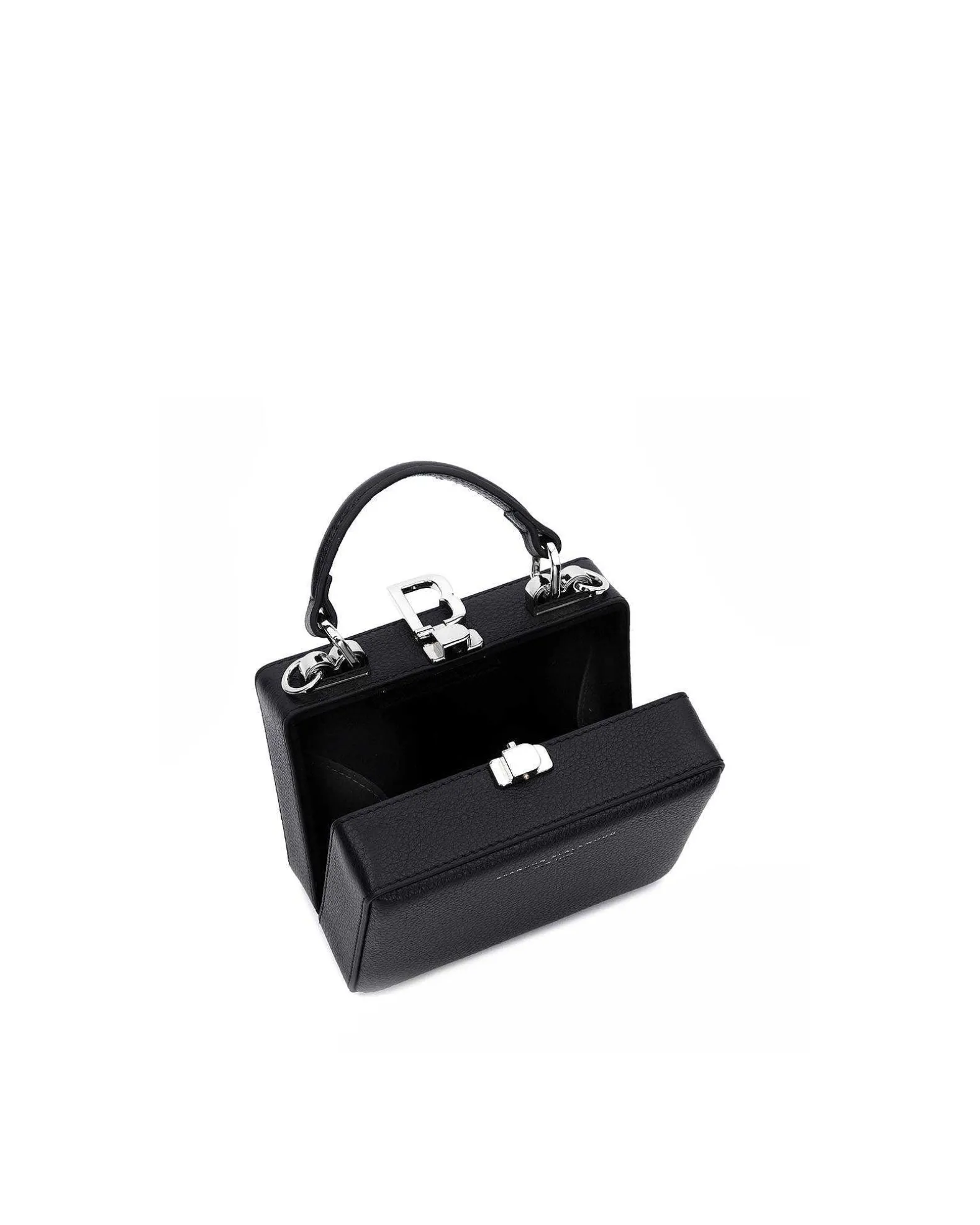 Brandon Blackwood Crossbody Bags>Mini Kendrick Trunk Midnight Black Leather W/Silver Hardware