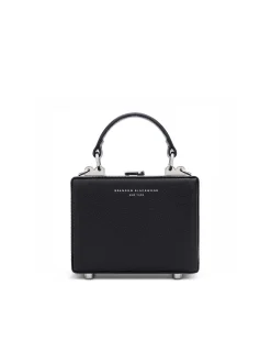 Brandon Blackwood Crossbody Bags>Mini Kendrick Trunk Midnight Black Leather W/Silver Hardware