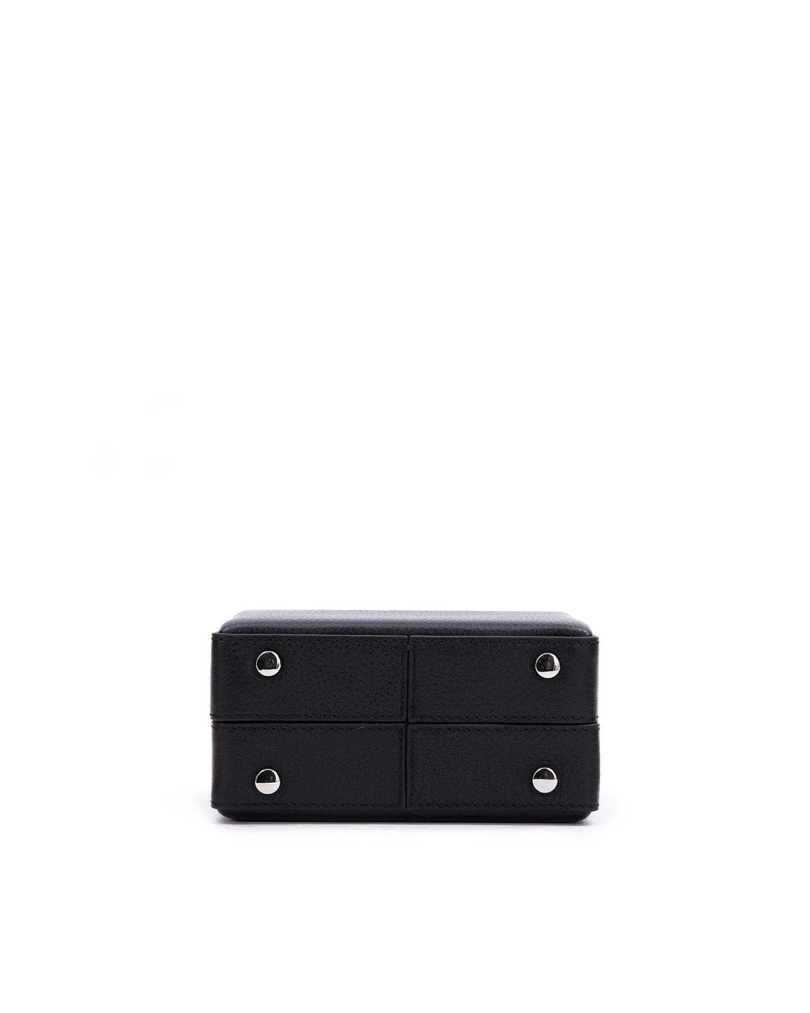 Brandon Blackwood Crossbody Bags>Mini Kendrick Trunk Midnight Black Leather W/Silver Hardware