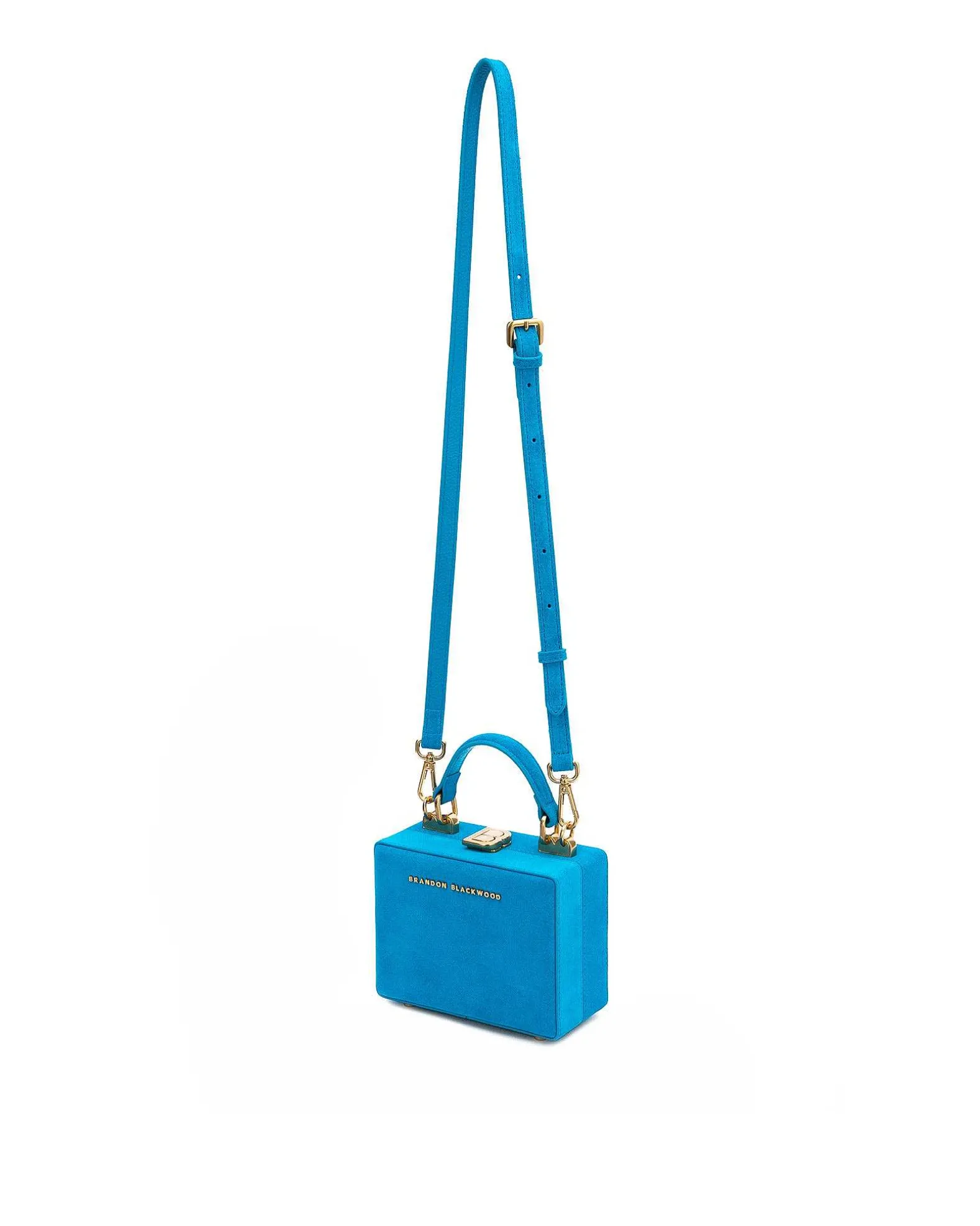Brandon Blackwood Top Handle Bags>Mini Kendrick Trunk Aqua Blue Suede