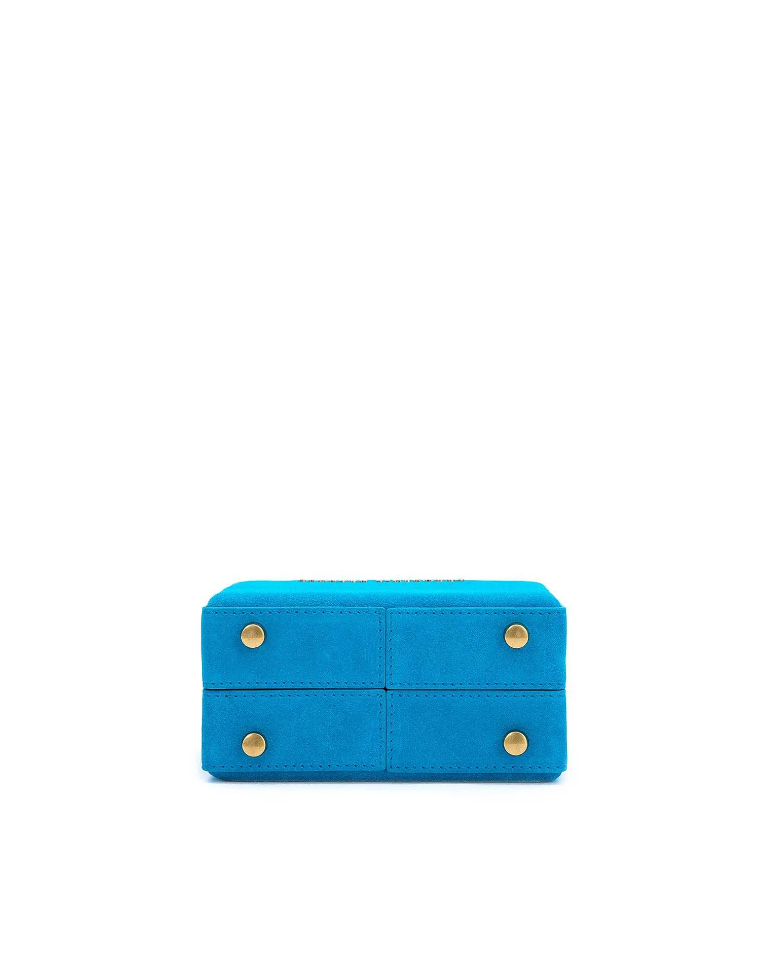 Brandon Blackwood Top Handle Bags>Mini Kendrick Trunk Aqua Blue Suede