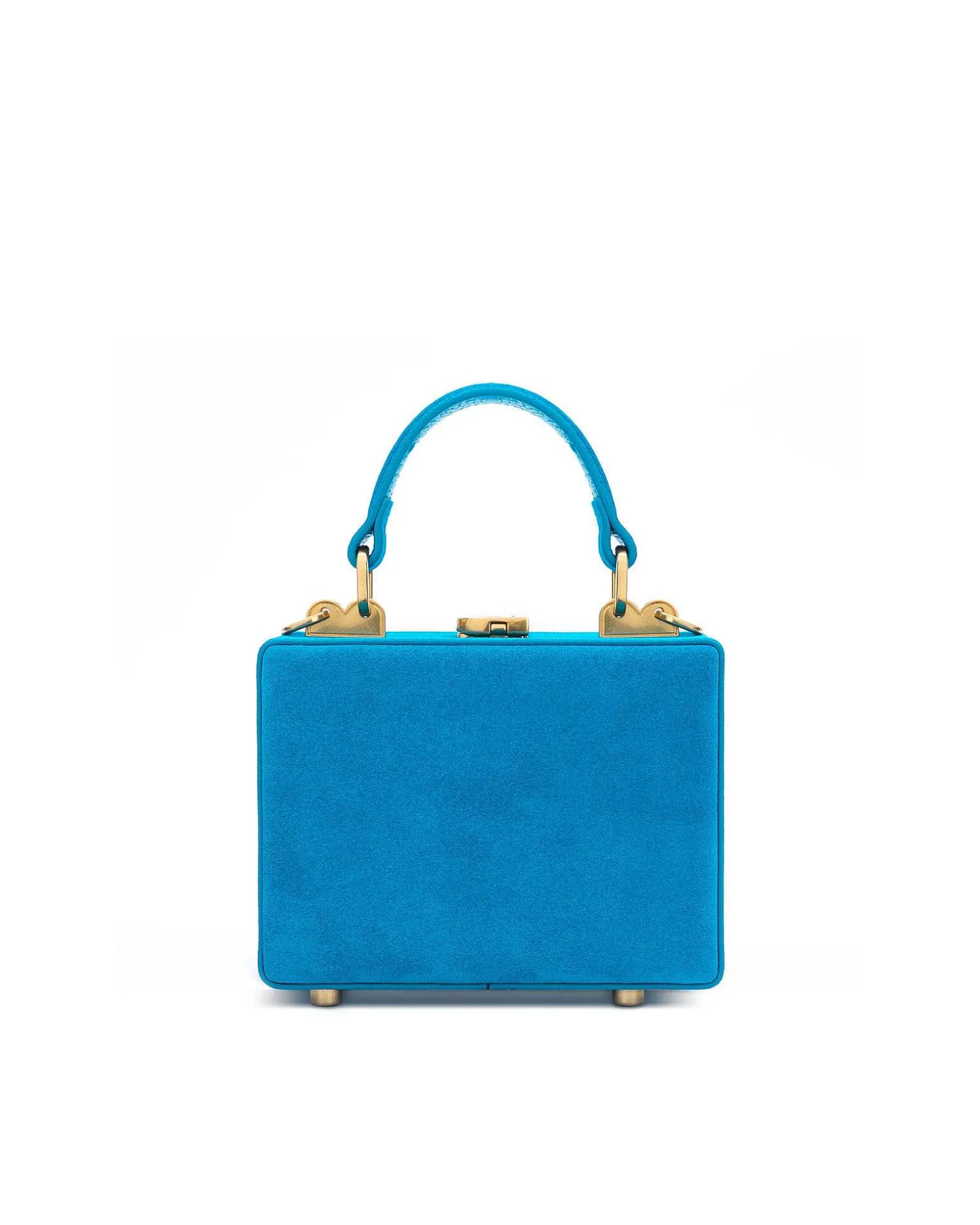 Brandon Blackwood Top Handle Bags>Mini Kendrick Trunk Aqua Blue Suede