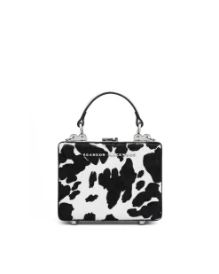 Brandon Blackwood Top Handle Bags>Mini Kendrick Trunk Cow Print Ponyhair W/Silver Hardware