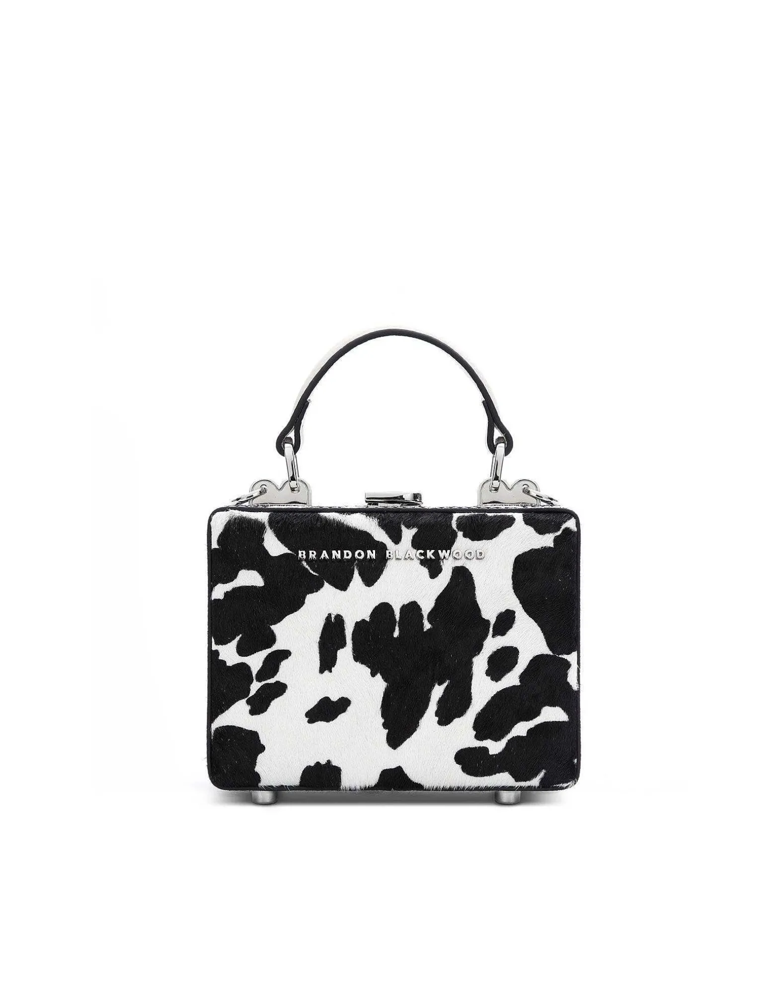 Brandon Blackwood Top Handle Bags>Mini Kendrick Trunk Cow Print Ponyhair W/Silver Hardware