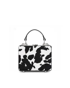Brandon Blackwood Top Handle Bags>Mini Kendrick Trunk Cow Print Ponyhair W/Silver Hardware