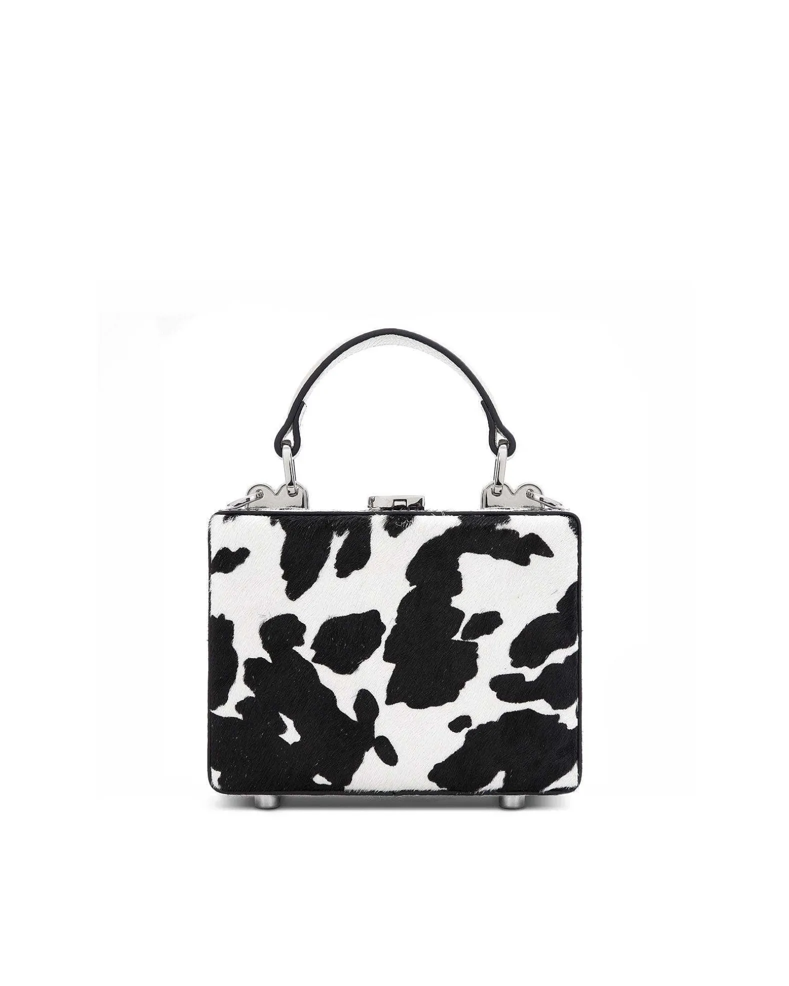 Brandon Blackwood Top Handle Bags>Mini Kendrick Trunk Cow Print Ponyhair W/Silver Hardware