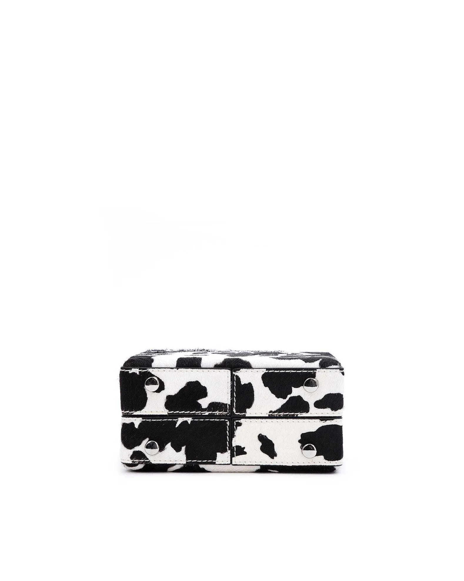 Brandon Blackwood Top Handle Bags>Mini Kendrick Trunk Cow Print Ponyhair W/Silver Hardware