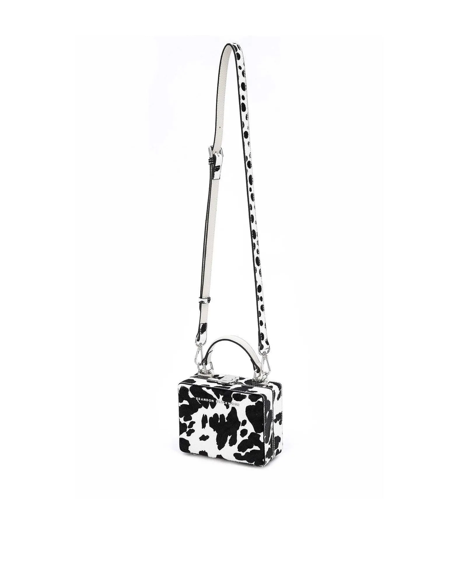 Brandon Blackwood Top Handle Bags>Mini Kendrick Trunk Cow Print Ponyhair W/Silver Hardware