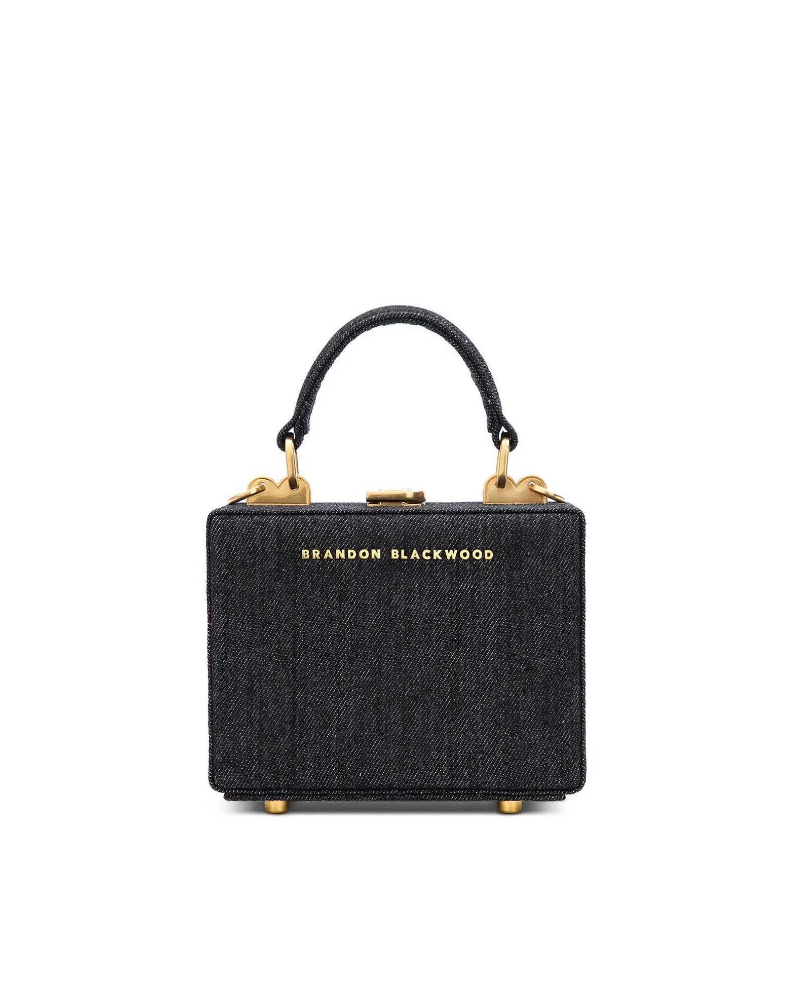 Brandon Blackwood Top Handle Bags>Mini Kendrick Trunk Black Denim