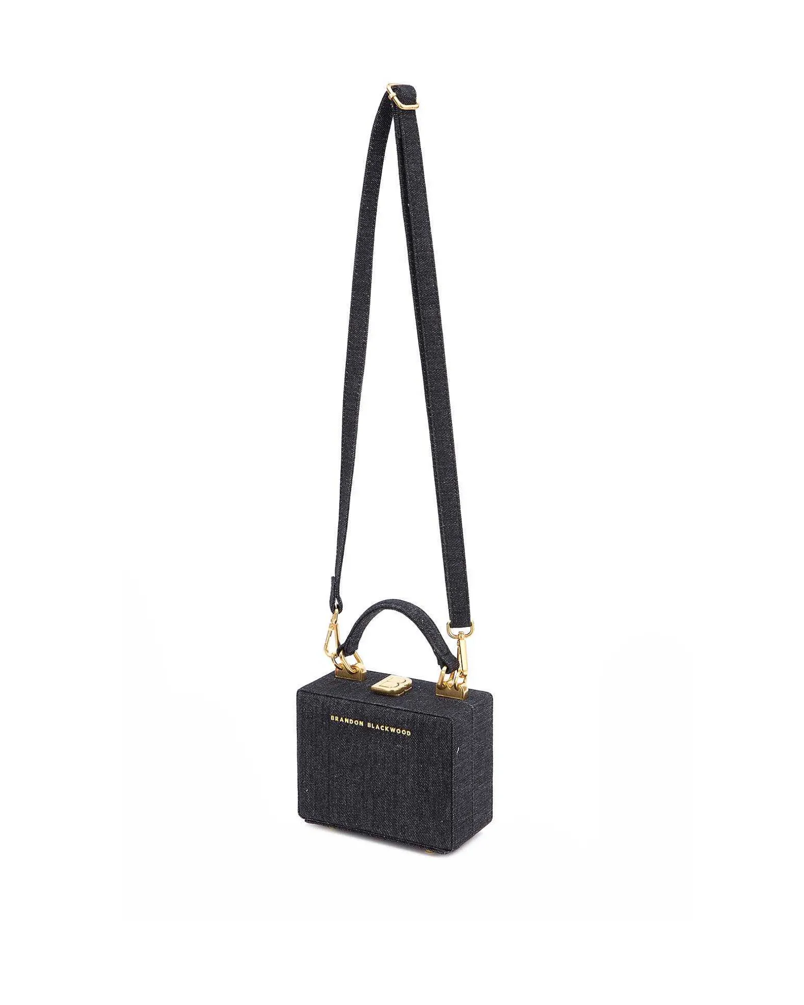 Brandon Blackwood Top Handle Bags>Mini Kendrick Trunk Black Denim