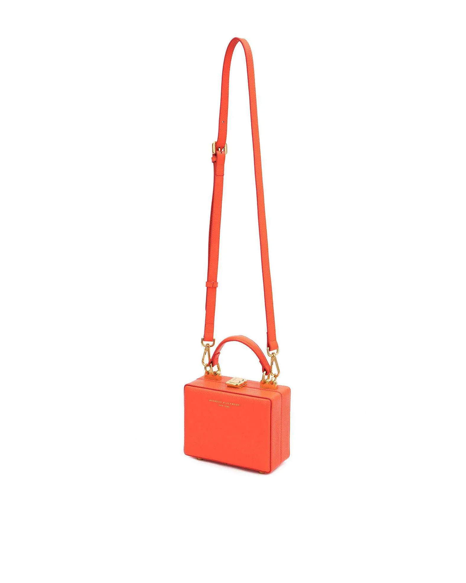 Brandon Blackwood Top Handle Bags>Mini Kendrick Trunk Burnt Orange Leather W/Brass Hardware