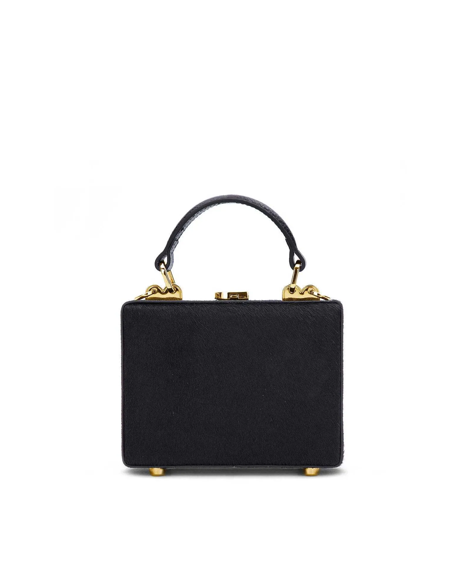 Brandon Blackwood Top Handle Bags>Mini Kendrick Trunk Black Ponyhair W/Brass Hardware