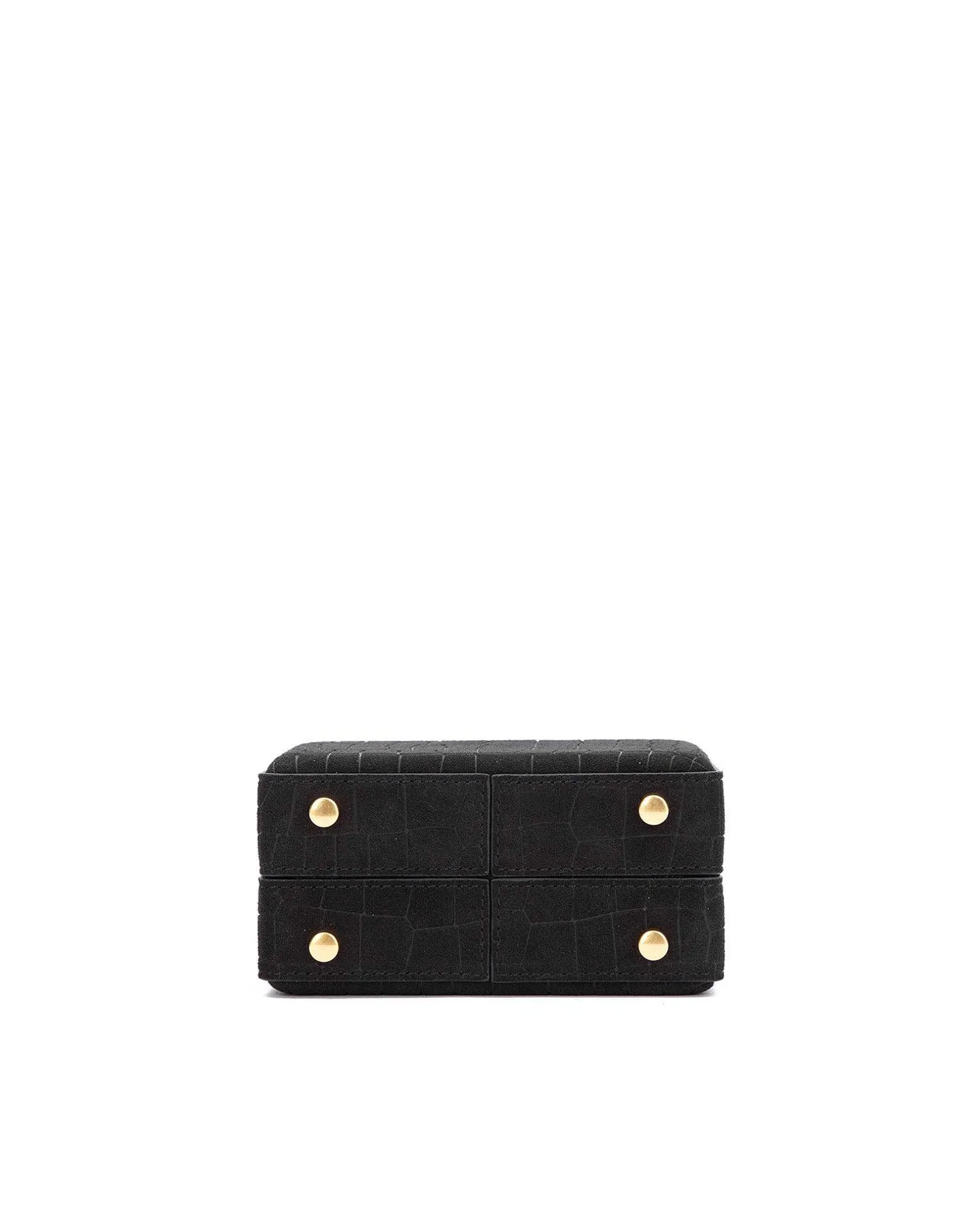 Brandon Blackwood Top Handle Bags>Mini Kendrick Trunk Black Croc Embossed Suede