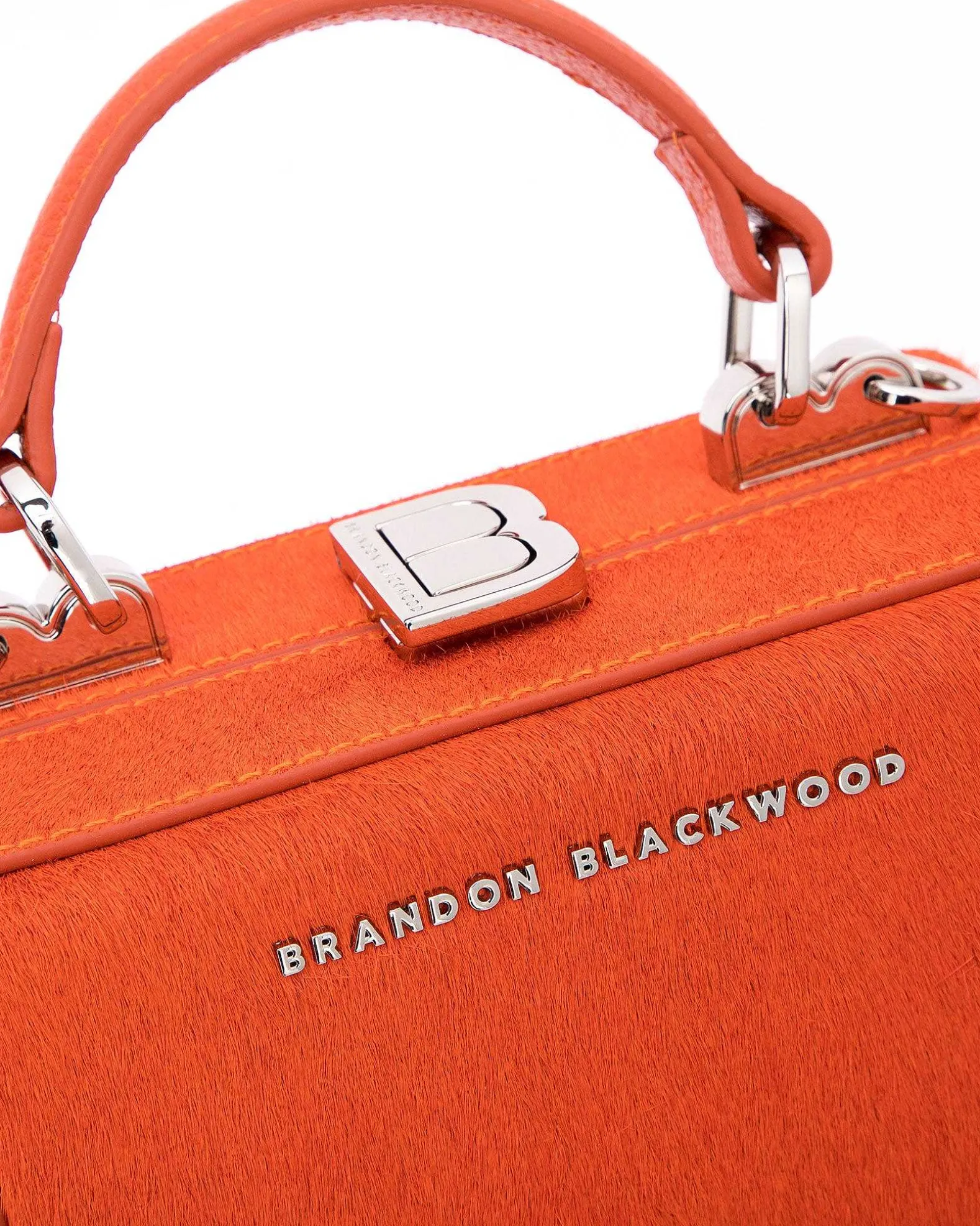 Brandon Blackwood Top Handle Bags>Mini Kendrick Trunk Burnt Orange Ponyhair